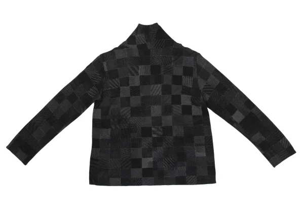 JURGEN LEHL Silk Shawl Collar Block Check Top K-171594_010