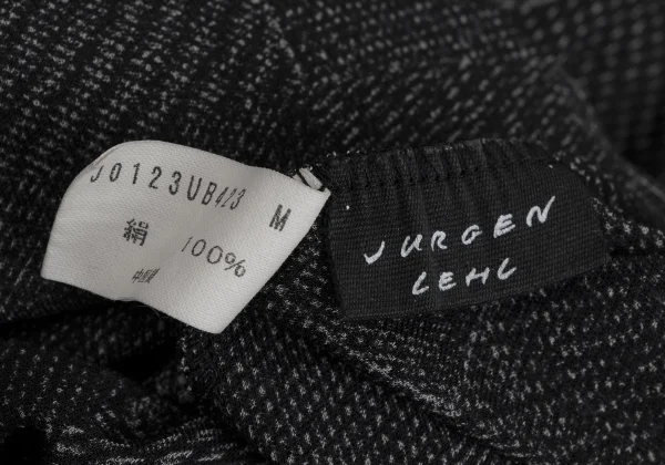 JURGEN LEHL Silk Shawl Collar Block Check Top K-171594_013