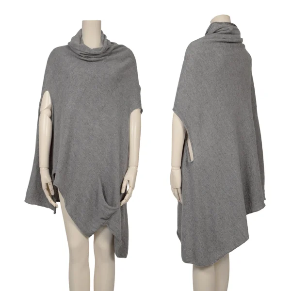 JURGEN LEHL Cashmere Blend Drape Neck Sleeveless Asymmetry Knit Grey M K-171595_001