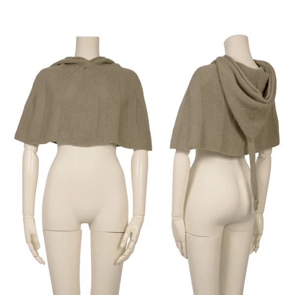 JURGEN LEHL Mink Blend Hooded Knit Neck Warmer Beige F K-171596_001