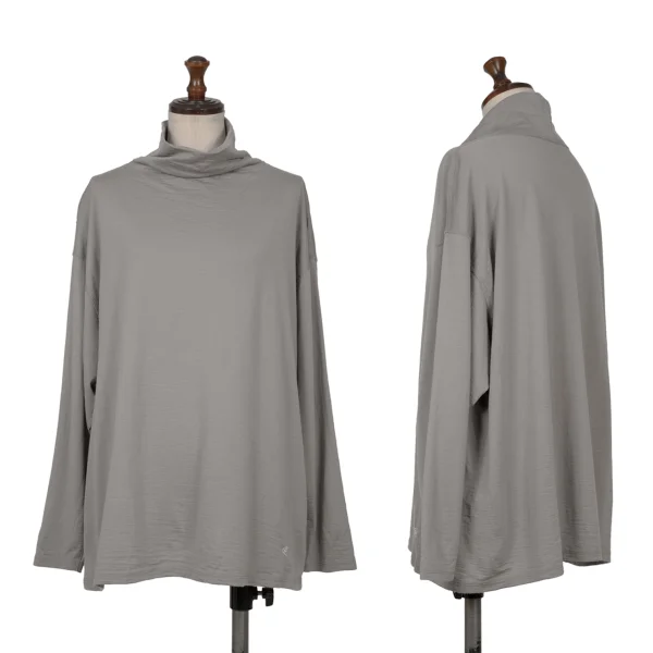 JURGEN LEHL Wool Point Embroidery High-neck Knit Top Grey M K-171598_001
