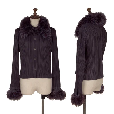 PLEATS PLEASE Detachable Fur Jacket