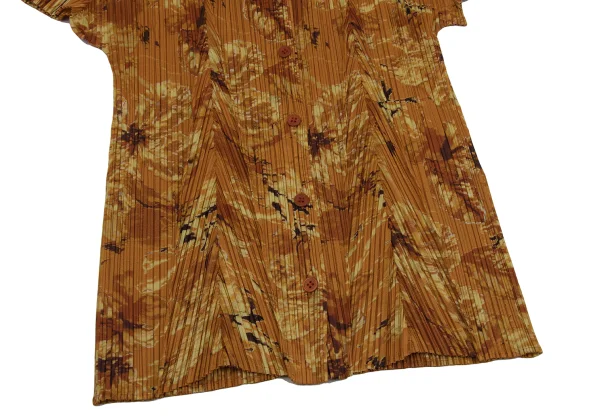 PLEATS PLEASE Floral Print Open-collar Short Sleeve Blouse K-171611_007