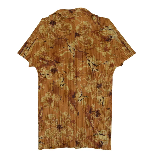 PLEATS PLEASE Floral Print Open-collar Short Sleeve Blouse K-171611_010