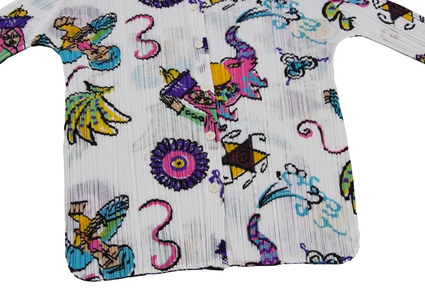 PLEATS PLEASE Drawing Print Round-collar Blouse K-171612_007