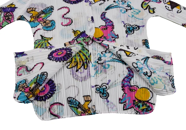 PLEATS PLEASE Drawing Print Round-collar Blouse K-171612_008