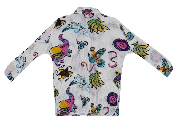 PLEATS PLEASE Drawing Print Round-collar Blouse K-171612_009