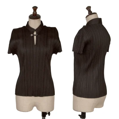 PLEATS PLEASE Metal Button Band-neck Skipper Top