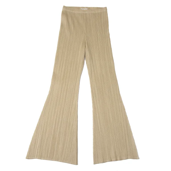 PLEATS PLEASE Pleated Flare Pants Beige 1 K-171617_001