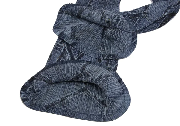 プリーツプリーズPLEATS PLEASE パッチワークデニム転写フレアパンツ