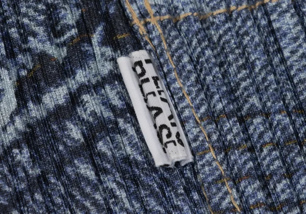 プリーツプリーズPLEATS PLEASE パッチワークデニム転写フレアパンツ