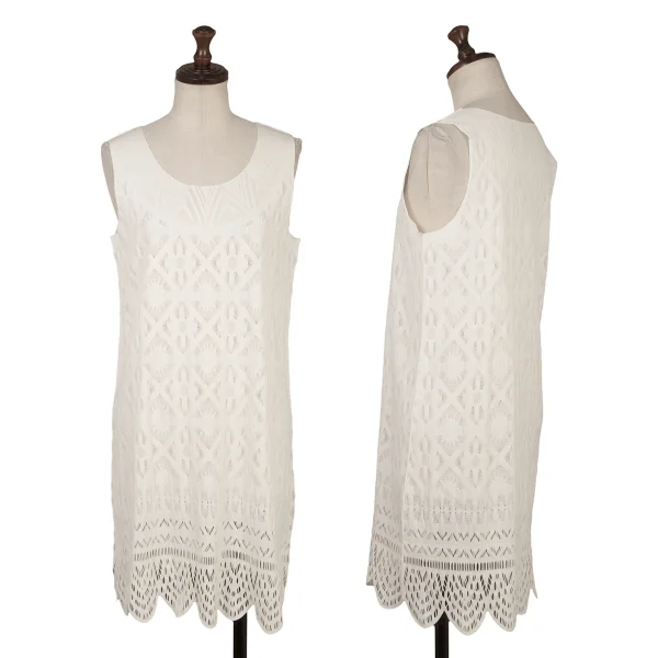 PLEATS PLEASE A-POC INSIDE Mesh Jacquard Sleeveless Top White 3 K-171626_001