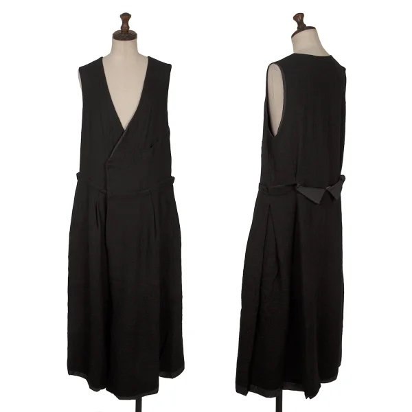 Y's Fulling Wool Waist Switching Sleeveless Dress Black 1 K-171638_001