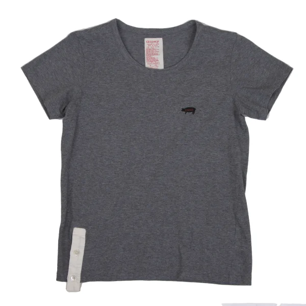 Y's Gipsy Pig Printed Hem Button T Shirt Grey 2 K-171640_001