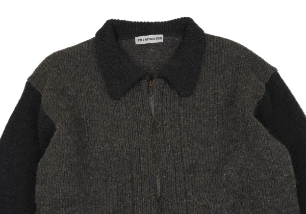 ISSEY MIYAKE MEN Switching Wool Knit Blouson K-171654_002