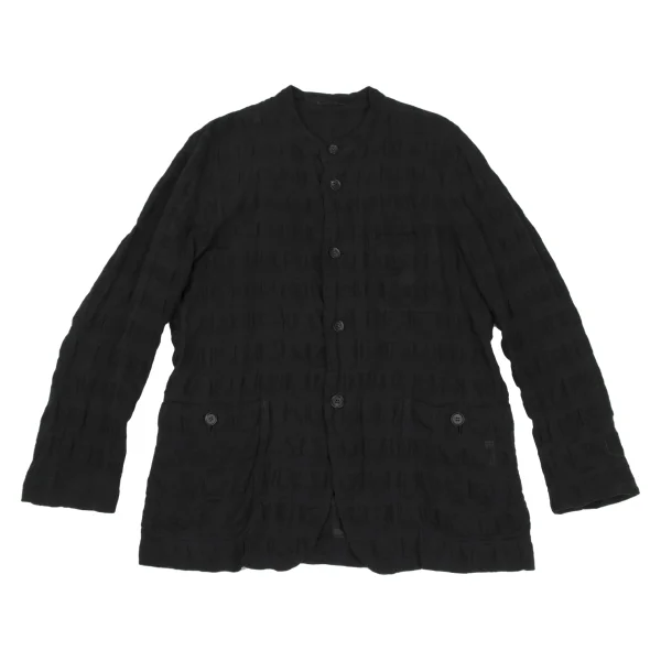 ISSEY MIYAKE MEN Dyed Linen Cotton Check Jacket Black 2 K-171656_001