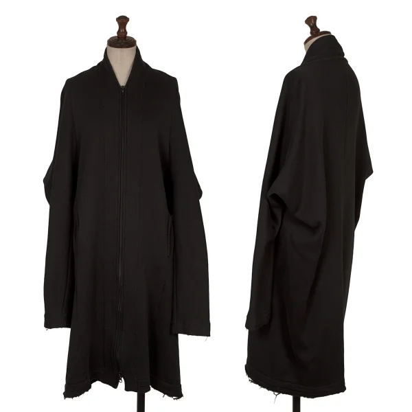 Yohji Yamamoto FEMME Cotton Sweatshirt Zip Coat Black 2 K-171659_001