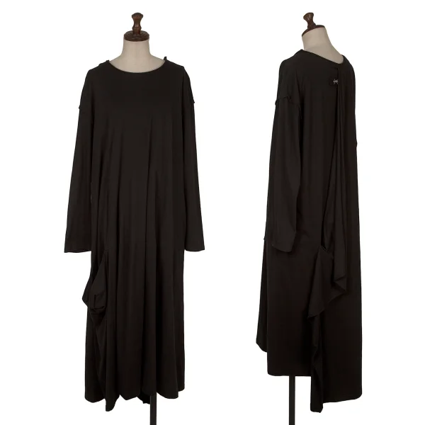 Yohji Yamamoto NOIR Cotton Stretch Back Wrap Dress Black 2 K-171660_001