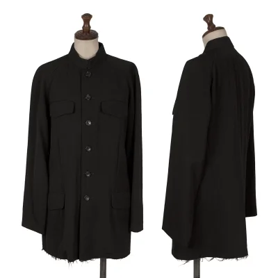 COMME des GARCONS Old Gabardine Cutting Hem Mao-Collar Jacket