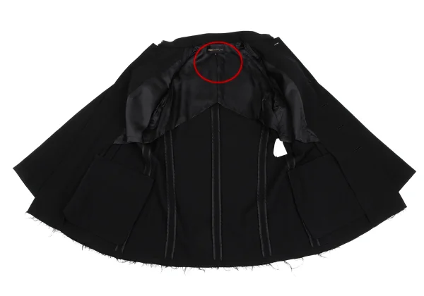 COMME des GARÇONS 黒 プリーツ ジャケット M コムデギャルソンCOMME des GARCONS オールドギャバ裾カッティング