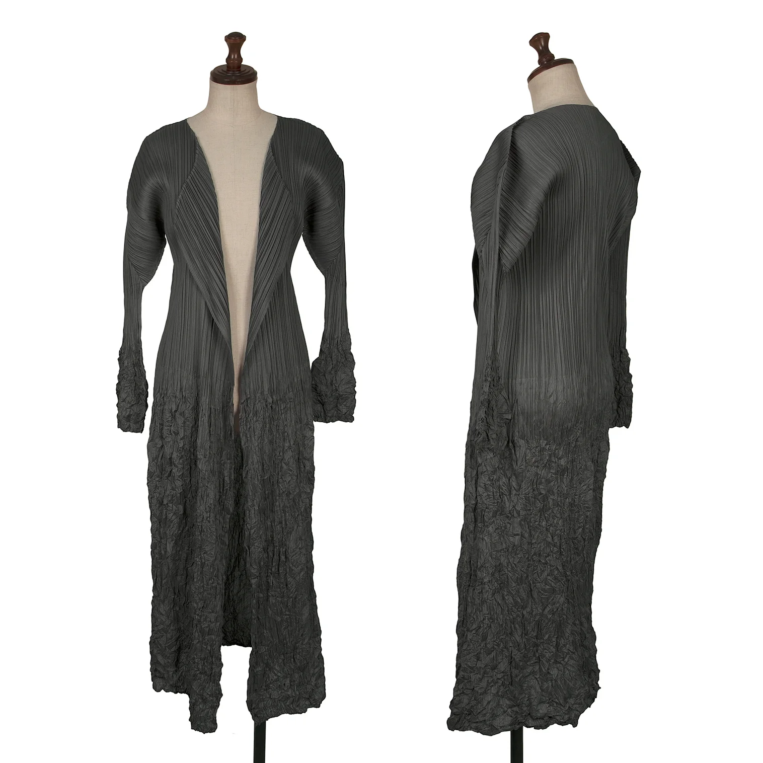 PLEATS PLEASE Wrinkled Pleats Switching Buttonless Long Cardigan