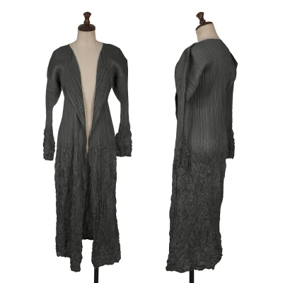 PLEATS PLEASE Wrinkled Pleats Switching Buttonless Long Cardigan