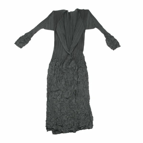 PLEATS PLEASE Wrinkled Pleats Switching Buttonless Long Cardigan K-171688_002