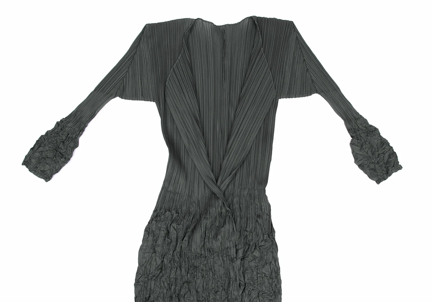 PLEATS PLEASE Wrinkled Pleats Switching Buttonless Long Cardigan