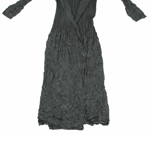 PLEATS PLEASE Wrinkled Pleats Switching Buttonless Long Cardigan K-171688_007