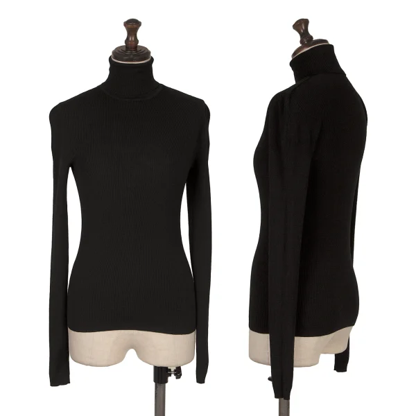 Theory Wool Turtleneck Rib Knit Top Black 2 K-171691_001