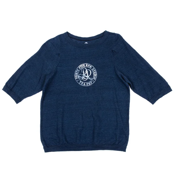 45rpm 45R Linen Logo Bleach Printed Top Navy 3 K-171695_001