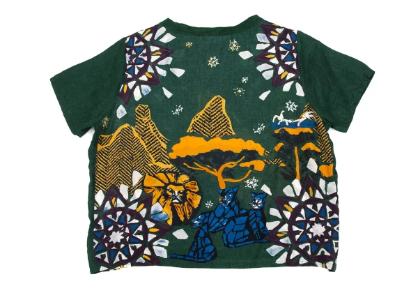 45rpm 45R シルクアフリカンプリントTシャツ 緑他0 (K-171696)