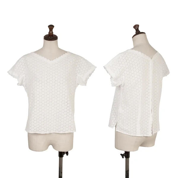45rpm 45R Back Button Lace Short Sleeve Top White 3 K-171701_001
