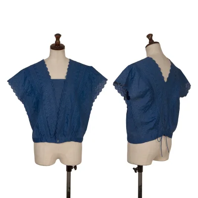 45rpm 45R Indigo Dyed Lace Mixed Top