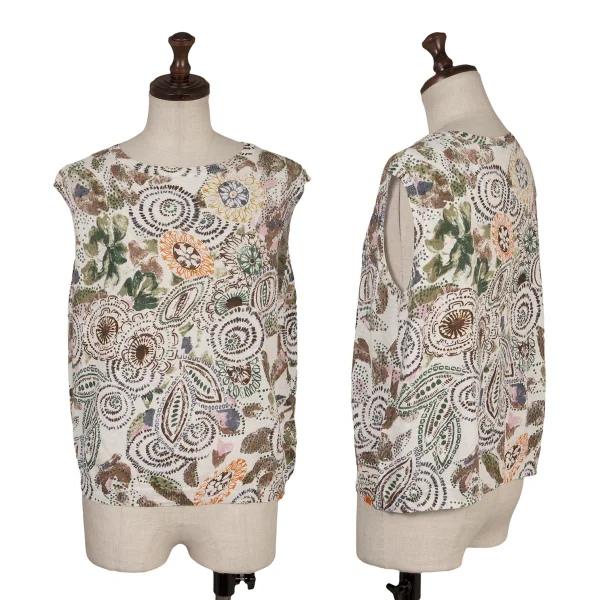 45rpm 45R Cotton Floral Sleeveless Knit Top White,Multi-Color 2 K-171708_001