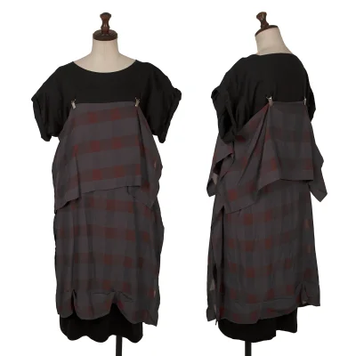 LIMI feu Check Layered Suspender Dress