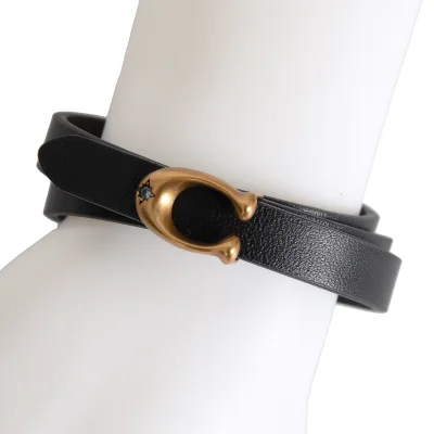 COACH C Buckle Leather Bracelet