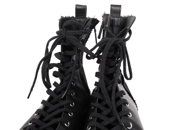 LIMI feu Canvas Switching Leather Open Front Boots K-171737_007