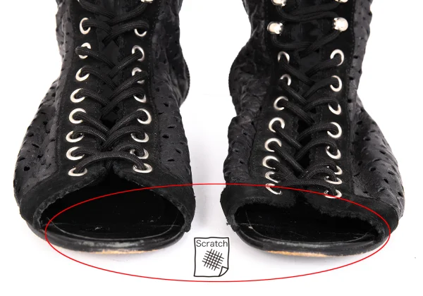LIMI feu Lace Up Open Front Leather Boots K-171738_003