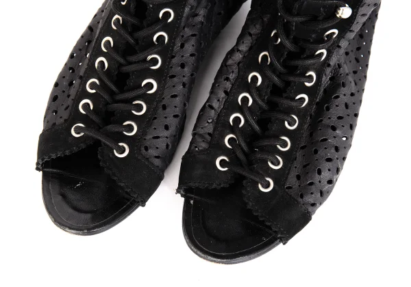 LIMI feu Lace Up Open Front Leather Boots K-171738_005