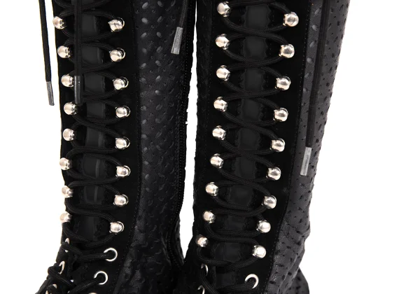LIMI feu Lace Up Open Front Leather Boots K-171738_006