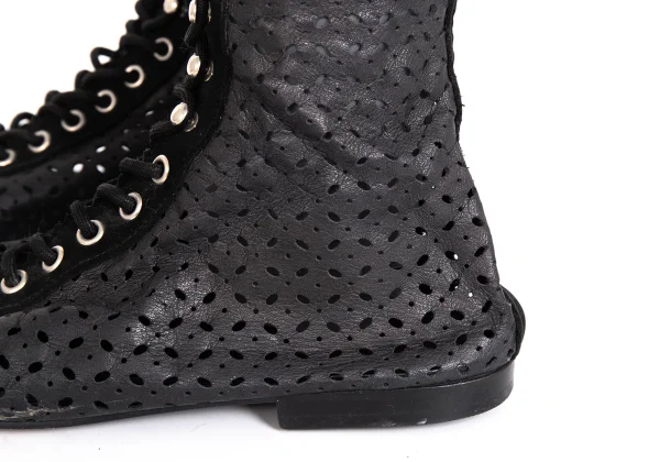 LIMI feu Lace Up Open Front Leather Boots K-171738_007