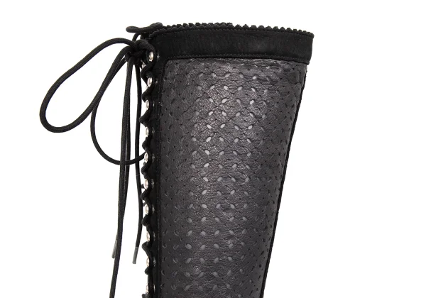 LIMI feu Lace Up Open Front Leather Boots K-171738_008