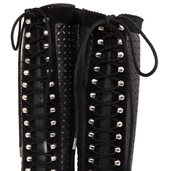 LIMI feu Lace Up Open Front Leather Boots K-171738_009