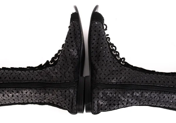 LIMI feu Lace Up Open Front Leather Boots K-171738_010