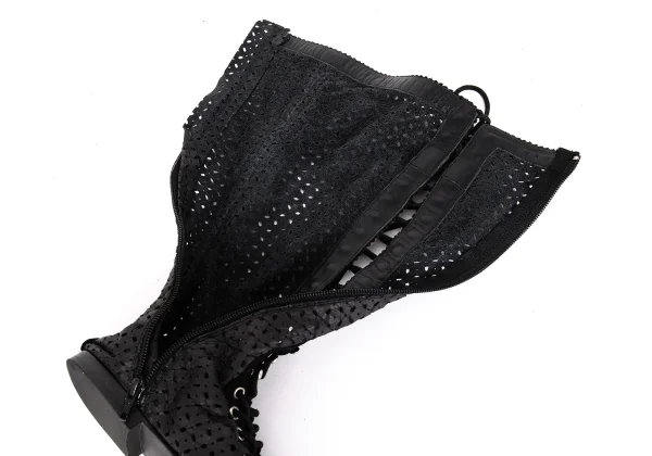 LIMI feu Lace Up Open Front Leather Boots K-171738_011