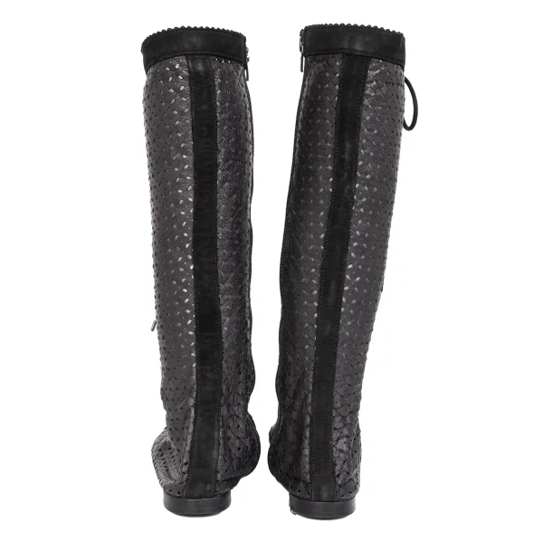 LIMI feu Lace Up Open Front Leather Boots K-171738_012