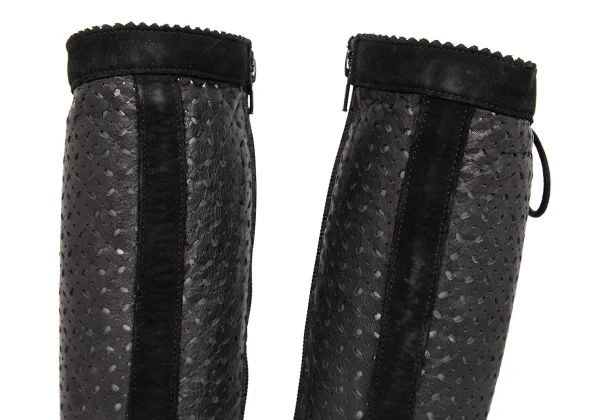 LIMI feu Lace Up Open Front Leather Boots K-171738_013