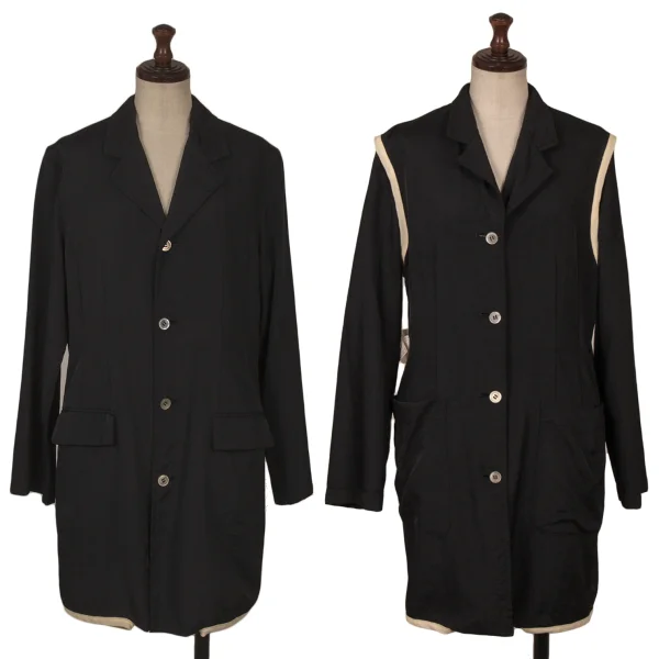 ローブドシャンブル コムデギャルソンrobe de chambre COMME des GARCONS ナイロンリバーシブル4Bジャケット 黒M位 K-171752_001