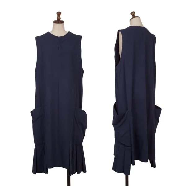Y's Pleated Hem Pocket Design Sleeveless Dress Navy 2 K-171757_001